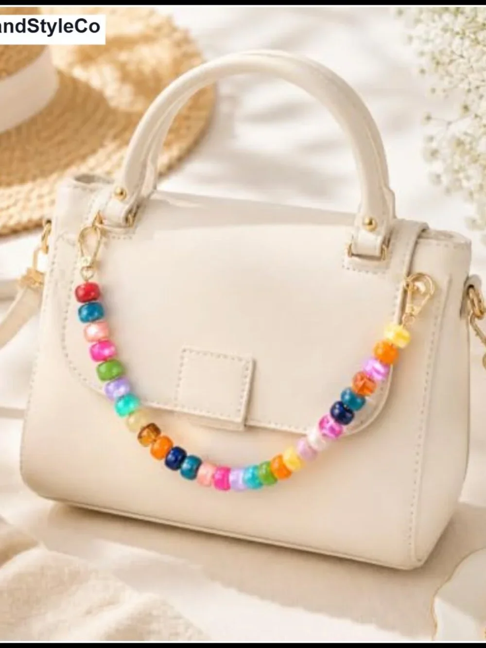 Chunky Resin Beaded Bag Charm Keychain